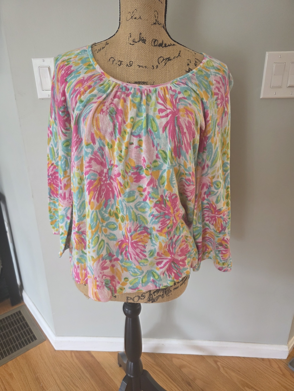 Lilly Pulitzer Pink, Aqua & Yellow Floral Scoop-Neck Tunic